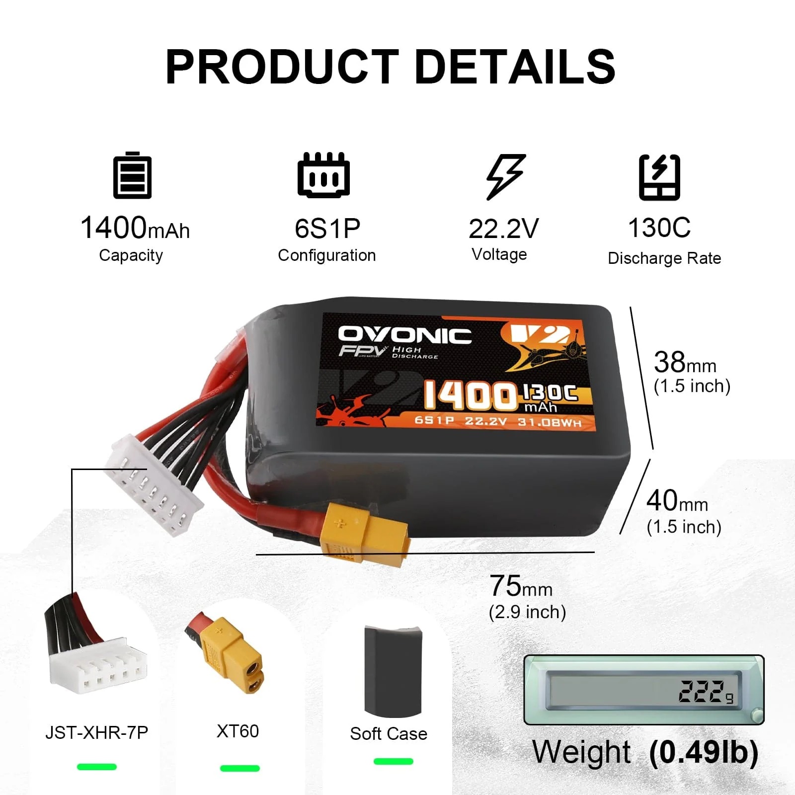 오보닉 6S 리포 배터리 22.2V 1400mAh 13 - Walksnail Avatar Hd Goggles X 리뷰 및 가격